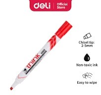 Deli EU00240RG – Boîte de 12 Marqueurs pour Tableau Blanc Effaçables à Sec – Pointe Feutre Durable 1-5 mm – Couleur Rouge