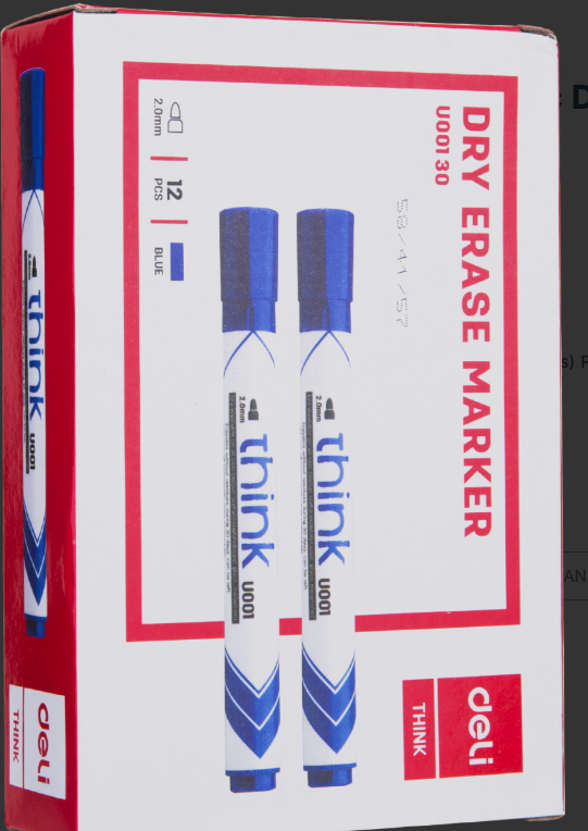 Deli U001 – Boîte de 12 Marqueurs pour Tableau Blanc Effaçables à Sec – Pointe Ogive 2,0 mm – Couleurs au Choix